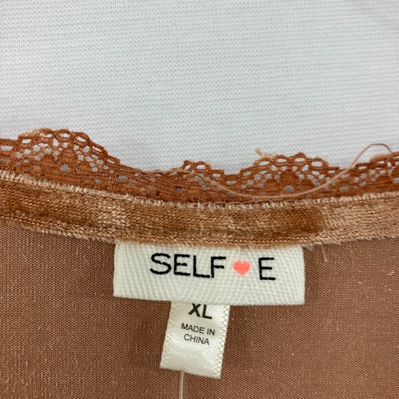 New Selfie size XL Surplice Smocked Balloon-sleeve Velvet Top In Macchiato - Picture 3 of 11